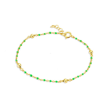BRACELET GREEN AND GOLD PLATED BEADED