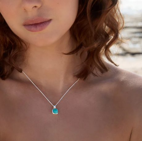 AURA SILVER AMAZONITE NECKLACE (STERLING SILVER)